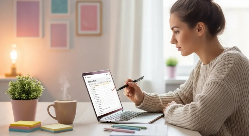 Girl building money-saving habits through the 52-week savings challenge and budgeting tips