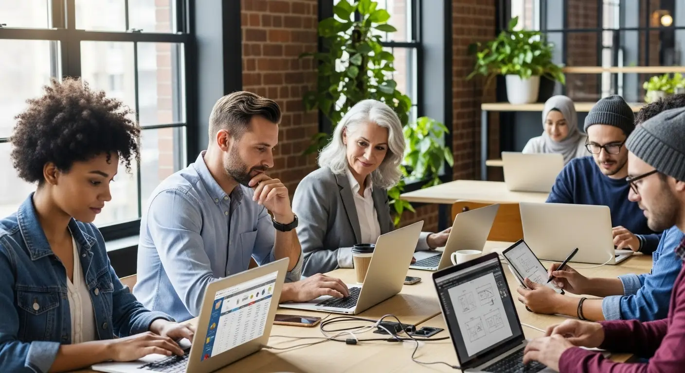 Top Gig Economy Jobs in 2025: Freelancers working in USA co-working space;